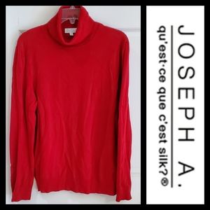 JOSEPH A. | Small Red Cowl Turtleneck Ribbed EUC